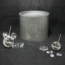 Lot of 2 Swarovski Crystal Figurine Large & Small Mouse Metal Tail AS IS CF01227