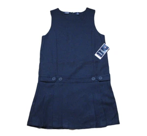 Chaps Navy School Uniform Jumper Dress S(7) NWT NEW Polyester Pleated Skirt - Picture 1 of 5
