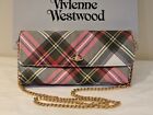 Vivienne Westwood Tartan check leather shoulder bag with gold tone chain New