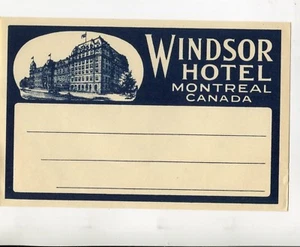Etiqueta de dirección de nombre de hotel vintage WINDSOR HOTEL Montreal Canadá - Imagen 1 de 2
