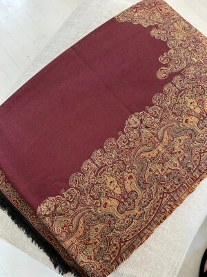 Laura Ashley Borgoña y Oro Vintage Hecho en Italia Algodón/Viscosa Tiro Años 80 Foto 1 de 4