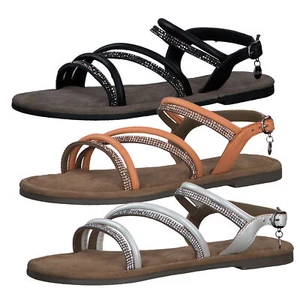 s.Oliver Damen Sandale Leder Riemchen Strass Steine flach 5-28112-42 - Bild 1 von 16