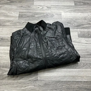 H&M Full Zip Up Mock Neck Black Faux Leather Bomber Jacket Boy's Size Medium - Picture 1 of 10