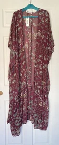 Women Tapestry Free Flow Ruffle Duster Kimono One Size NWT - Picture 1 of 2