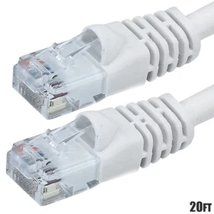 20FT Cat6 RJ45 Network LAN Ethernet UTP Patch Cable 550MHz Copper Wire White - Picture 1 of 2