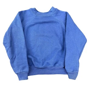 Kids Vintage 80’s Hanes Her Way Blue Purple Raglan Sweatshirt Size Youth L - Picture 1 of 5