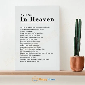 As I Sit in Heaven Wall Art Christian Poem Print In Loving Memory Poem Art -P880 - Picture 1 of 17