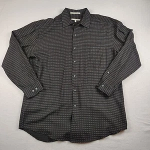 Perru Ellis Shirt Mens Large Black 100% Silk Geometric - Picture 1 of 7