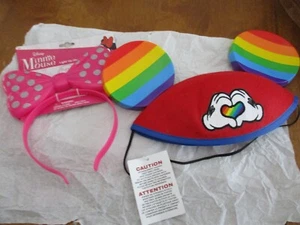 Disney Parks Minnie Mouse Ears Pride Heart mickey Rainbow and light up bow 2 - Picture 1 of 4