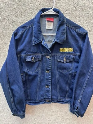 Chaqueta vaquera de colección Green Bay Packers REEBOK para mujer *Jeans grandes azules bordados Foto 1 de 4