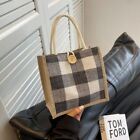 Linen Cloth Tote Bag Lattice Shopping Bag Simple Gift Bag  Women