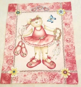 Baby Quilt Lori  Gardner~ Ballerina Bear Pink Reversible Flowers Butterfly - Picture 1 of 5