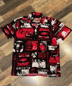 Fresh Prints of Tokyo Button-Up Shirt by Drill Clothing Black Red Rising Sun - Picture 1 of 13