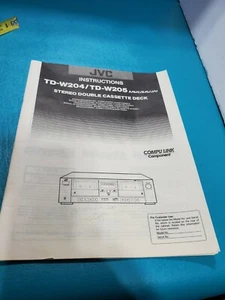 JVC TD- W205 W204 Cassette Deck instructions Manual *Original* double cassette - Picture 1 of 6