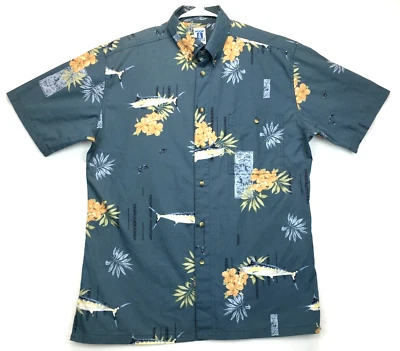 Hook & Tackle Shirt Mens Large Blue Hawaiian Short Sleeve Button Up Pocket - Image 1 of 4
