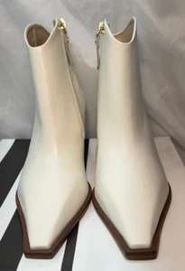 John Lewis Leather Ankle Boots UK 6 / 39 Panama Off White Western Pointed Toe - Picture 1 of 17