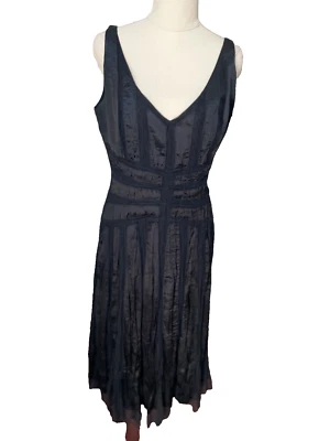 Person-Elle 1920s Style Sleeveless Black Evening Dress Size 10 Mesh Panels - Изображение 1 из 4