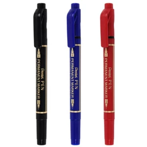Pentel Black, Blue, Red Twin Tip Permanent Markers (Pack of 3) Assorted, N75W - Bild 1 von 6