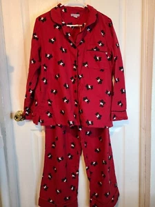 Laura Scott Red White Polka Dot Scotty Dog Cotton Capri Pants Top Pajama Set L - Picture 1 of 5