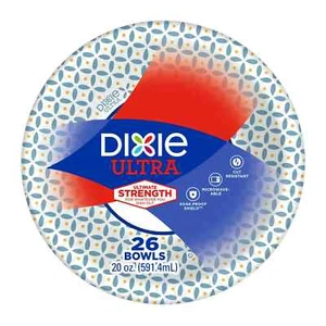 Dixie Ultra Paper Bowls 20 oz Soak Proof Microwavable 26 Count Kitchen Supplies - Picture 1 of 4