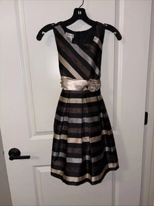 Bonnie Jean Girls' Size 12  Black And Tan Zip Up The Back Dress - Picture 1 of 6