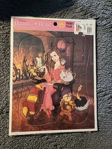 Disney Vintage Golden Frame Tray Puzzle Beauty and the Beast 4175B MADE IN USA - Picture 1 of 7
