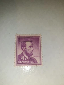 Vintage Abraham Lincoln 4 Cent Used Stamp 1954 Purple Color United States RARE - Picture 1 of 1