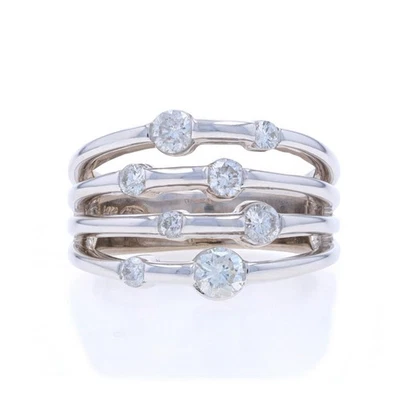 White Gold Diamond Cluster Cocktail Band - 14k Round Brilliant .70ctw Ring - Image 1 of 4
