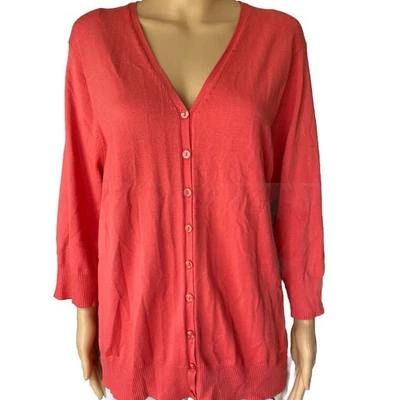 Evie Women 2X Button Up Silk Blend Knit Cardigan Sweater 3/4Sleeve V Neck Luxury - Image 1 of 4