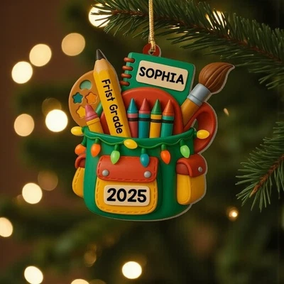 Mochila Personalizada Primer Grado Escuela Navidad Adorno Profesor Acrílico Foto 1 de 4