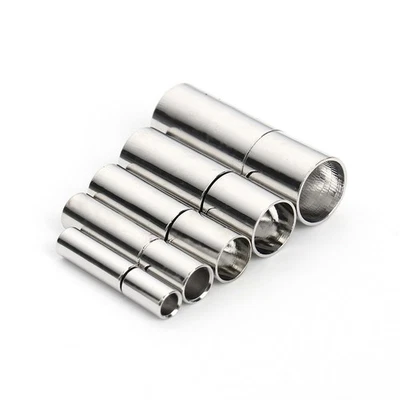 10 Pcs Silver Brass Column Bayonet Clasps For 2mm 3mm 4mm 5mm Leather Cord - Image 1 of 4