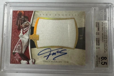 TRACY MCGRADY 2005 EXTRA EXQUISITE JUMBO JERSEY PATCH AUTOGRAPH AUTO #/5 BGS 8.5 - Image 1 of 2