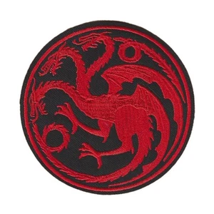 TARGARYEN DRAGONES HIERRO EN PARCHE 3.5" Rojo Redondo Casa del Dragón Bordado - Imagen 1 de 2