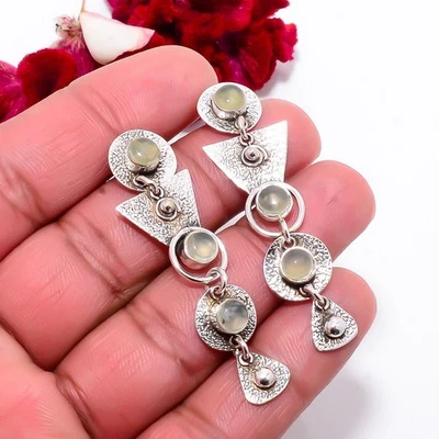 Серьги из стерлингового серебра 925 пробы Prehnite - Южная Африка 1,95 Sk50, рождественский подарок - Изображение 1 из 4