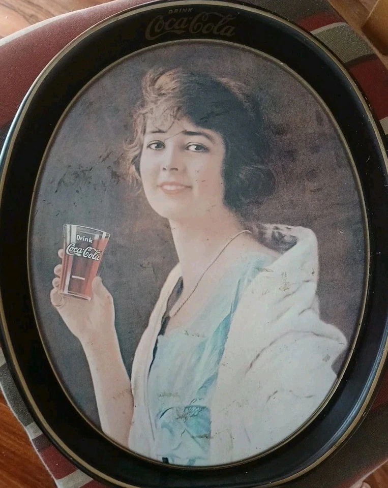 Vintage Drink Coca Cola”Gibson Girl” Oval Tin Tray 1973 Made In USA / S:12"X15" - Image 1 of 4