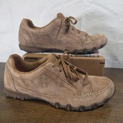 Skechers Bikers CURBED Mujer Talla 9.5 Marrón Gamuza Zapatos Oxfords Tenis Foto 1 de 4