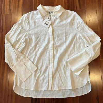 New NWT Anne Klein Off White Shirt Linen Long Sleeve Button-Down Collar Size XL - Image 1 of 4