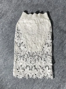 MERAKI Skirt Boho White Pencil Floral Lace Stretch Waistband Size Medium - Picture 1 of 3