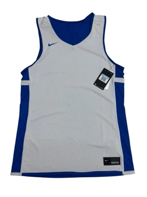 Camiseta deportiva de práctica de baloncesto Nike blanca azul real reversible de malla para hombre talla mediana Foto 1 de 4