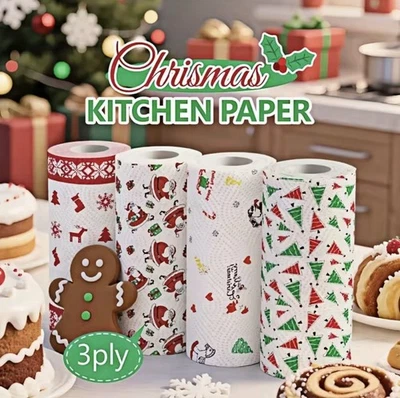 Christmas Paper Towels 3-Pack — Thick, Strong & Absorbent Holiday Rolls - Image 1 of 4