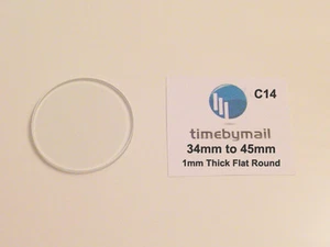 Watch Glass Crystal Slight BEVELLED EDGE 34mm - 45mm X 1mm Flat Replacement C14 - Picture 1 of 1