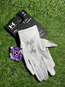 Guantes de fútbol americano UA Under Armour F8 para mujer pequeños para su césped pegamento agarre blanco plateado - Imagen 1 de 4
