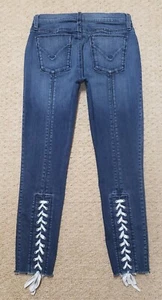 Hudson Nico Mid Rise Crop Lace Up Super Skinny Jeans Women's Size 27 x L26 - Picture 1 of 6