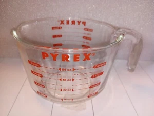 Pyrex 2 Quart 8 Cups 2 L 2000 ml Glass Measuring Batter Mixing Bowl USA Vtg Red - Picture 1 of 5