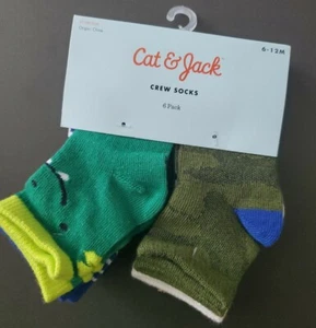 Cat & Jack Boys Crew Socks 6-Pack Size 6-12M Blue, Green, Stiped. Fun Prints - Picture 1 of 2