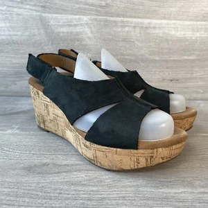 Clarks Heels Womens Black UK Size 6.5 D Wedge Sandals Cork Caslynn Shae - Picture 1 of 10