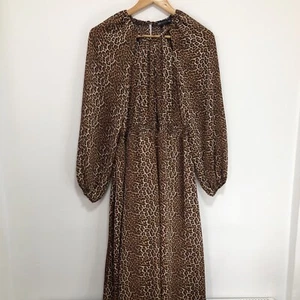 Vestido midi cintura manga globo chifón estampado leopardo talla 14 marcas Spence M&S - Imagen 1 de 21