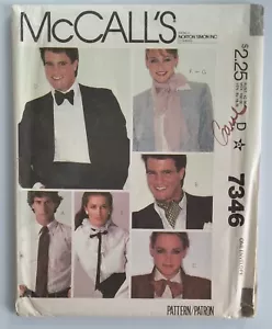 VINTAGE McCALLS 7346 MENS & MISSES TIE BOW TIE ASCOT SCARF CUMMERBUND PATTERN UC - Picture 1 of 3
