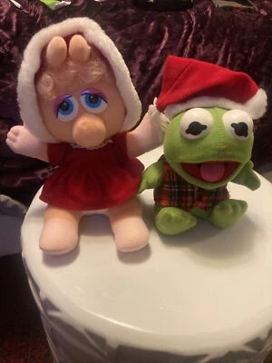 Vintage 1987 Baby Kermit The Frog And Baby Miss Piggy Plush Toys - Image 1 of 4