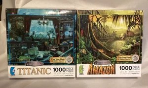 2 New~Ceaco Puzzles~Amazon & Titanic Hidden Expedition 1000 Pc 27" x 20" 2011 - Picture 1 of 6